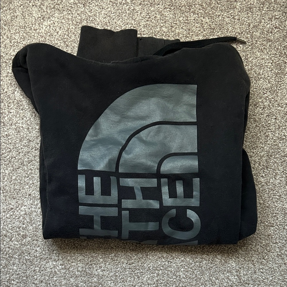 North Face Black and Gray Logo Hoodie